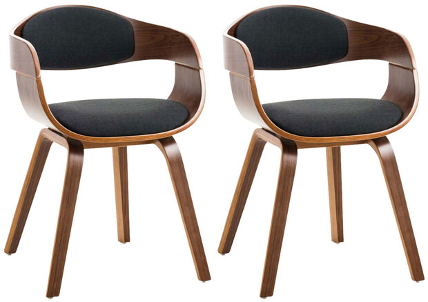 Set van 2 Kongstin eetkamerstoelen Stof walnoot/zwart,walnoot, Zwart