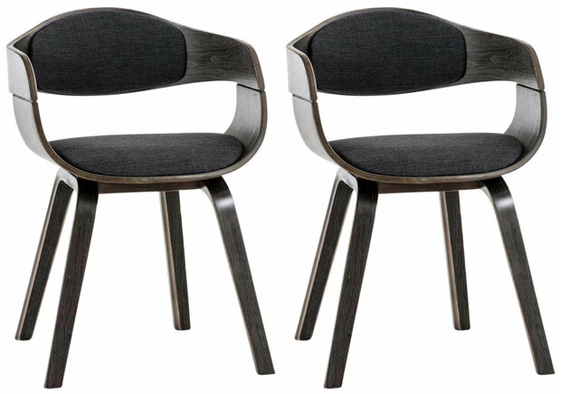 Set van 2 Kongstin eetkamerstoelen Stof grijs/donkergrijs,grijs, Grijs