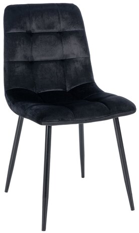 Set van 4 eetkamerstoelen Entibas - Zonder armleuning - Velvet - zwart, Zwart