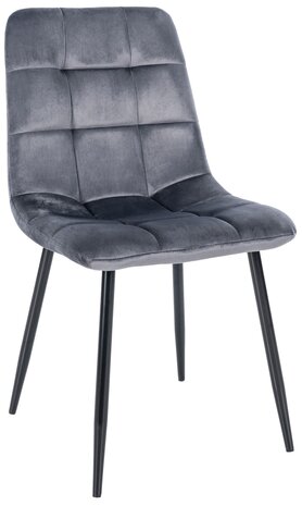 Set van 4 eetkamerstoelen Entibas - Zonder armleuning - Velvet - donkergrijs, Grijs