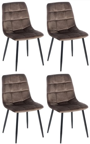 Set van 4 eetkamerstoelen Entibas - Zonder armleuning - Velvet - bruin, Bruin