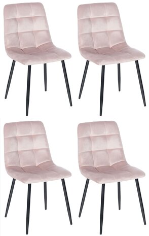 Set van 4 eetkamerstoelen Entibas - Zonder armleuning - Velvet - roze, 