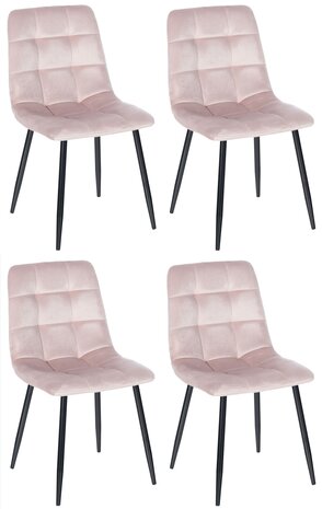 Set van 4 eetkamerstoelen Entibas - Zonder armleuning - Velvet - roze, 