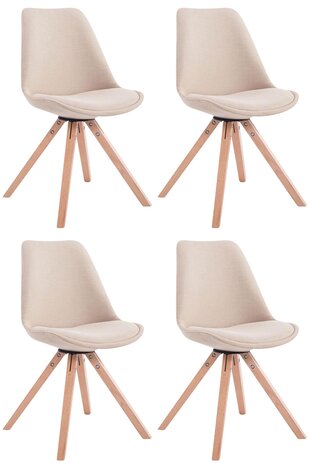 Set van 4 eetkamerstoelen Teulouso stof vierkant Creme,natura