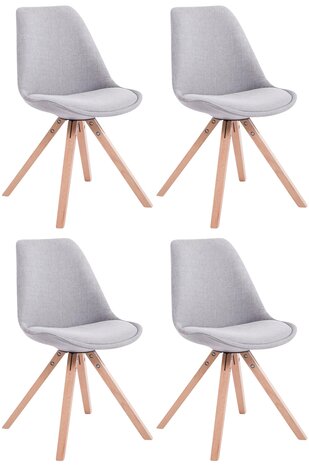 Set van 4 eetkamerstoelen Teulouso stof vierkant grijs,natura, Grijs