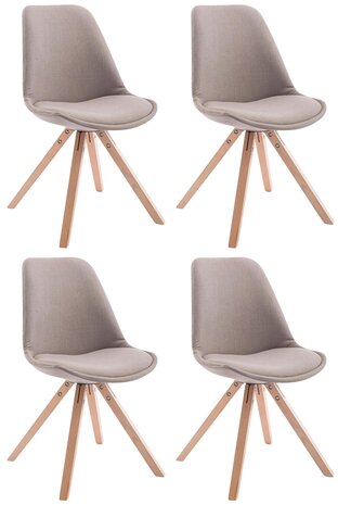 Set van 4 eetkamerstoelen Teulouso stof vierkant Taupe,natura