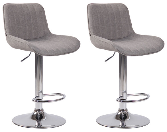 Set van 2 barkrukken Lintine stof grijs,chroom, Grijs