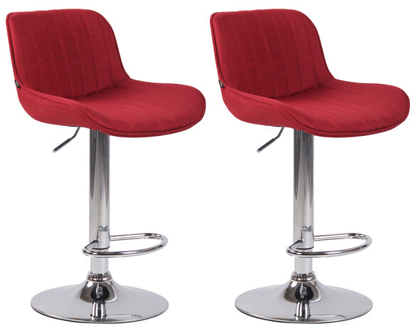 Set van 2 barkrukken Lintine stof rood,chroom, Rood