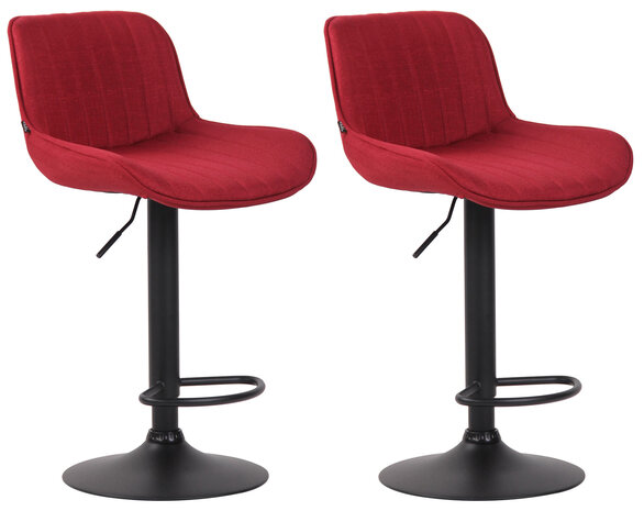Set van 2 barkrukken Lintine stof rood,zwart, Rood