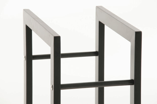 Brandhoutstandaard Kire in matzwarte look 25x40x150 cm, Zwart