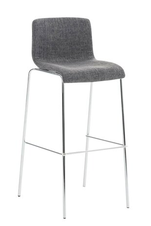 Barkruk Heovor Stof 4 pootframe licht grijs,chroom, Grijs