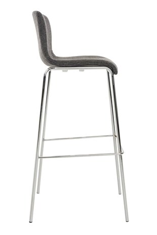 Barkruk Heovor Stof 4 pootframe licht grijs,chroom, Grijs
