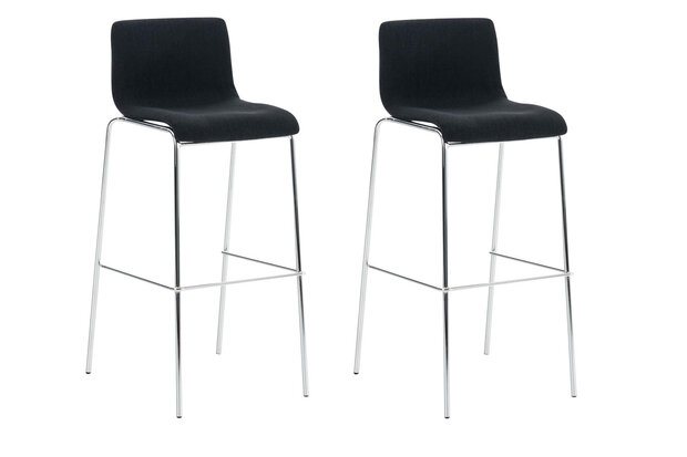 Set van 2 barkrukken Heovor Stof zwart,chroom, Zwart