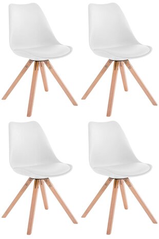 Set van 4 stoelen Teulouso - Vierkant - Kunstleer wit,natura, Wit