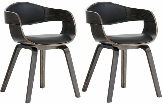 Set van 2 Kongstin Stoelen Kunstleer zwart/grijs, Grijs