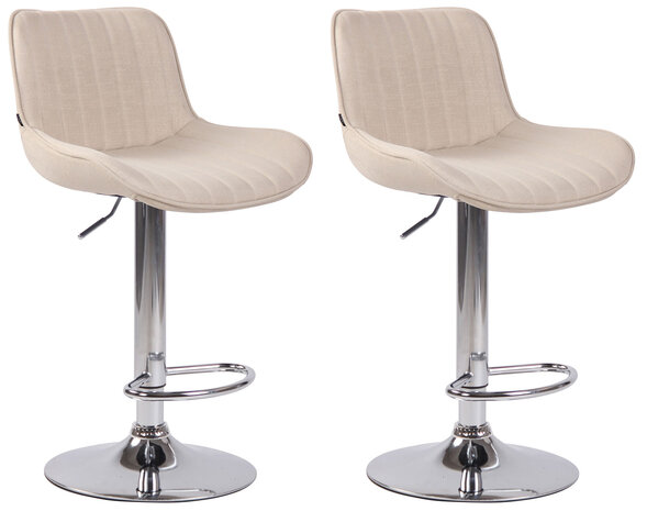 Set van 2 barkrukken Lintine stof Creme,chroom