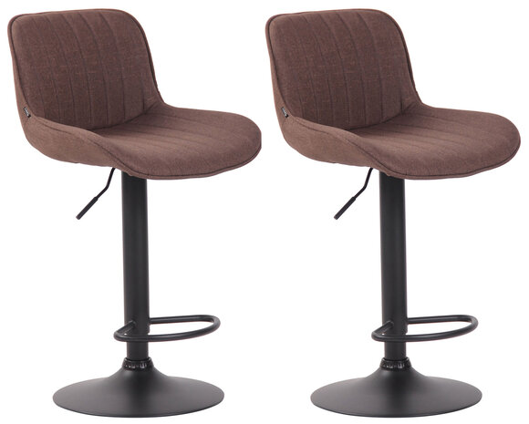 Set van 2 barkrukken Lintine stof bruin,zwart, Bruin