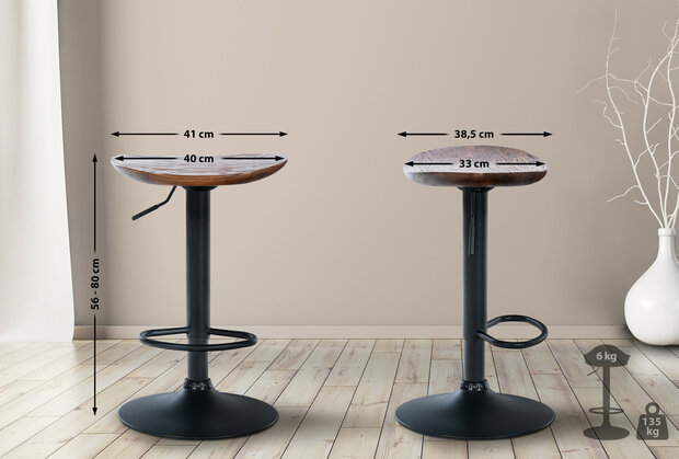Set van 2 barkrukken Skildi walnoot, 