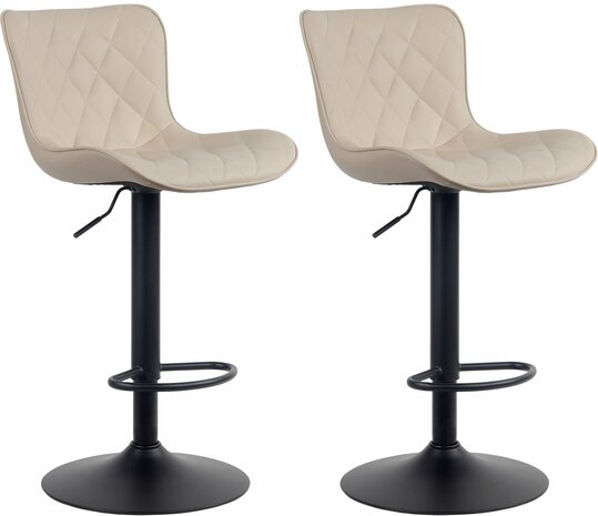 Set van 2 barkrukken Amme Creme,Kunstleer