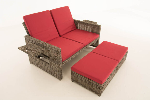 Wicker Loungebank Incini 5mm grijs gevlekt,robijnrood, Grijs