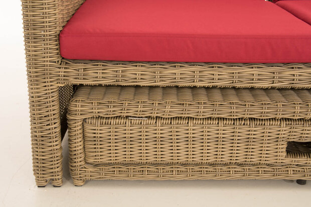 Wicker Loungebank Incini 5mm natura,robijnrood, 