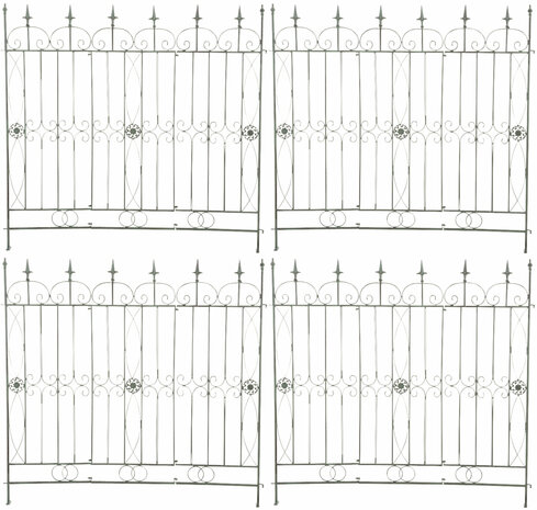 Set van 4 tuinhekken Mongald antiek/groen, Groen