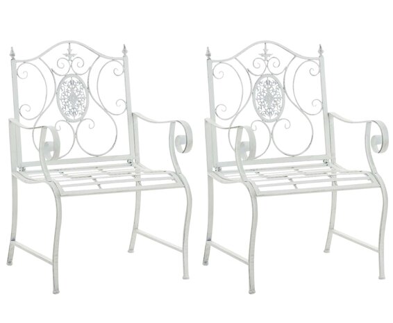 Set van 2 Tuinstoel Panjub met armleuningen antiek/wit, Wit