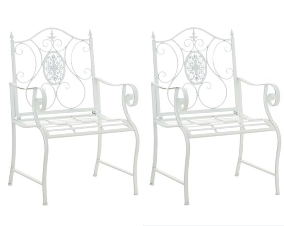 Set van 2 Tuinstoel Panjub met armleuningen wit, Wit