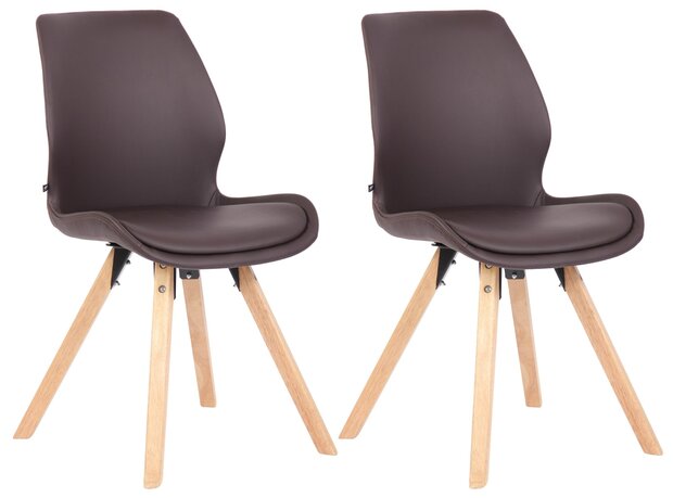 Set van 2 eetkamerstoelen Lanu bruin,Kunstleer, Bruin