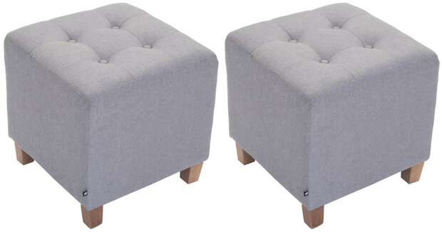 Set van 2 hockers Phoraa licht grijs, Grijs