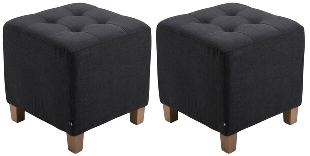 Set van 2 hockers Phoraa zwart, Zwart