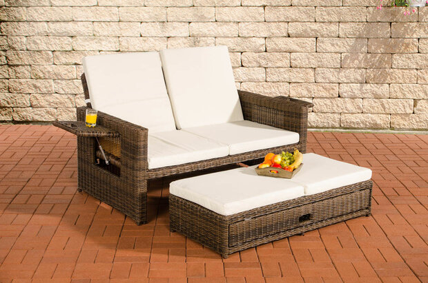 Wicker Loungebank Incini 5mm bruin gemeleerd,gebroken wit, Bruin