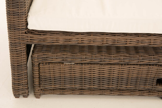 Wicker Loungebank Incini 5mm bruin gemeleerd,gebroken wit, Bruin