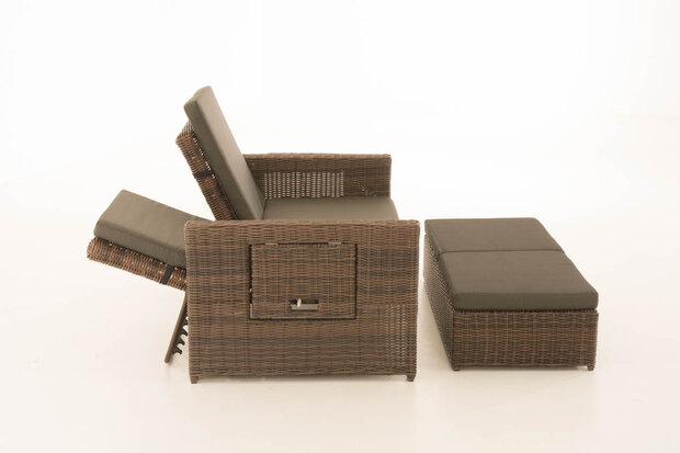 Wicker Loungebank Incini 5mm bruin gemeleerd,antraciet, Bruin