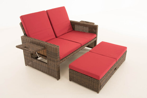 Wicker Loungebank Incini 5mm bruin gemeleerd,robijnrood, Bruin