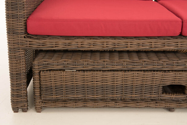 Wicker Loungebank Incini 5mm bruin gemeleerd,robijnrood, Bruin