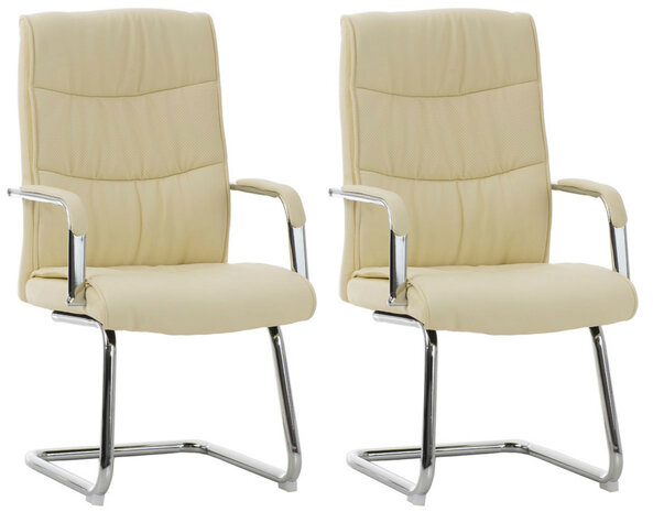 Set van 2 Cora eetkamerstoelen - Kunstleer Creme