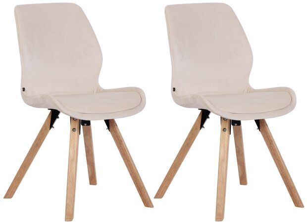 Set van 2 eetkamerstoelen Lanu Creme,Fluweel