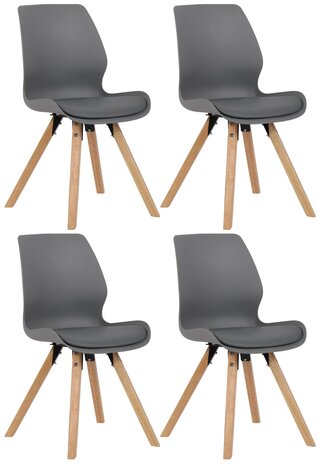 Set van 4 eetkamerstoelen Lanu grijs,Kunststof, Grijs