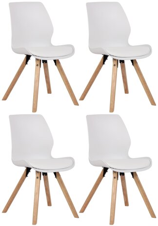 Set van 4 eetkamerstoelen Lanu wit,Kunststof, Wit