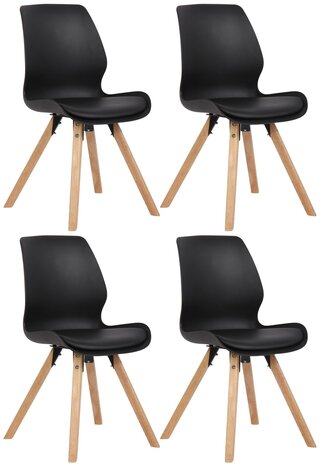 Set van 4 eetkamerstoelen Lanu zwart,Kunststof, Zwart