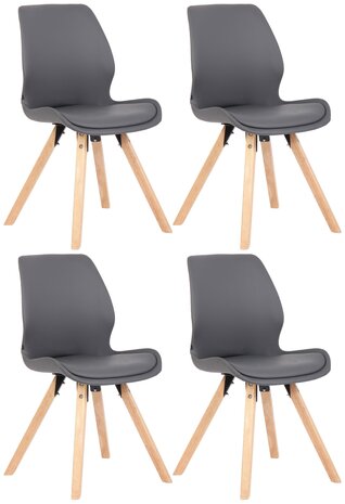 Set van 4 eetkamerstoelen Lanu grijs,Kunstleer, Grijs