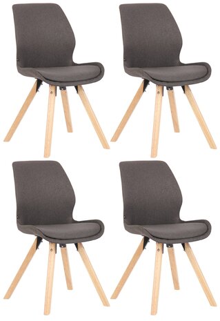 Set van 4 eetkamerstoelen Lanu donkergrijs,Stof, Grijs