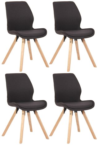 Set van 4 eetkamerstoelen Lanu zwart,Stof, Zwart