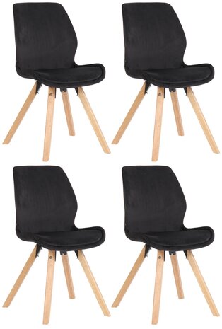 Set van 4 eetkamerstoelen Lanu zwart,Fluweel, Zwart