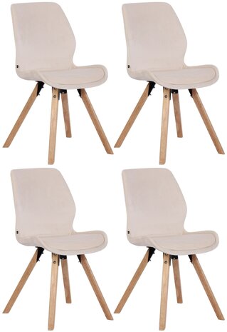 Set van 4 eetkamerstoelen Lanu Creme,Fluweel