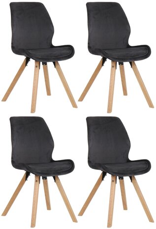 Set van 4 eetkamerstoelen Lanu donkergrijs,Fluweel, Grijs