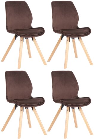 Set van 4 eetkamerstoelen Lanu bruin,Fluweel, Bruin