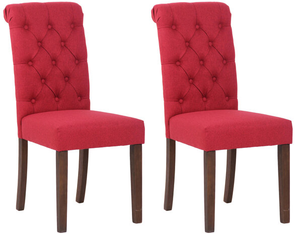 Set van 2 Lusbirn eetkamerstoelen rood,Stof, Rood