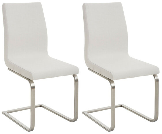 Set van 2 eetkamerstoelen Bolfert Stof wit, Wit